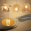 Cane Ball Pendant Lighting Fixtures Modern Style 1 Light Hanging Light Fixture in Wood
