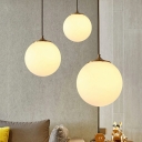 Nordic Spherical Hanging Pendant Lights Frosted White Glass Down Lighting Pendant