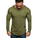 Unique Sweatshirt Pure Color Long Sleeve Crew Collar Slimming Pullover Sweatshirt for Guys