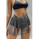 Unique Girls Skirt Plain Tassel Mini A-Line Skirt