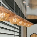 1 Light Dome Hanging Lamp Modern Style Cane Hanging Pendant in Beige