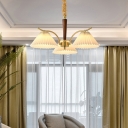 3 Lights Wood Suspended Lighting Fixture Modern Living Room Chandelier Pendant Light