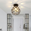 1-Light Flush Mount Lighting Simple Style Globe Shape Metal Ceiling Mounted Fixture