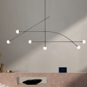 6-Light Pendant Ceiling Lights Simplicity Style Globe Shape Metal Chandelier Lighting