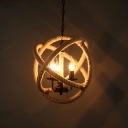 Modern Style Wire Globe Hanging Chandelier Metal 3-Lights Chandelier Lighting in Black