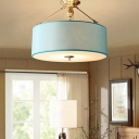 Drum Semi Flush Ceiling Light Fixtures Farbic Close to Ceiling Lamp for Bedroom