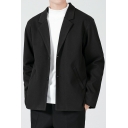 Casual Mens Suit Blazer Plain Long-Sleeved Lapel Collar Button Closure Suit Blazer with Pocket