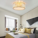 3-Light Flush Mount Lamp Traditional Style Drum Shape Metal Close To Ceiling Light