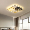 3-Light Flush Pendant Light Modernist Style Square Shape Metal Ceiling Mounted Fixture