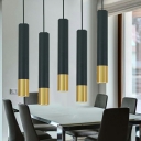 Tubular Hanging Ceiling Light Modern Style Metal 1-Light Hanging Pendant Lights in Black