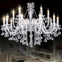 K9 Crystal With Clear Rounded Crystal Accents Chandelier Light European Style 8-Lights Chandelier Lights in White