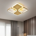 3-Light Flush Mount Light Modernist Style Square Shape Metal Remote Control Stepless Dimming Ceiling Mounted Fixture