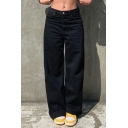 Simple Womens Pants Solid Zip Fly High Waist Straight Cigarette Trousers