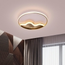 2-Light Flush Mount Chandelier Lighting Contemporary Style Round Shape Metal Third Gear Ceiling Mounted Fixture