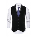Guy's Cozy Suit Waistcoat Plain Stand Collar Sleeveless Slim Single Breasted Suit Vest