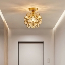 1-Light Flush Mount Lighting Traditional Style Flower Shape Metal Ceiling Mounted Fixture