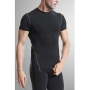 Simple T-Shirt Pure Color Short Sleeve Round Neck Slim Fit T-Shirt for Men
