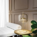 Nordic White Light Metal and Glass Nights and Lamp Drum Led Table Lamp for Bedroom