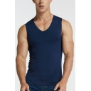 Elegant Mens Vest Top Whole Colored V Neck Slim Fitted Sleeveless Narrow Shoulder Tank Top