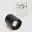 1 Light Cylinder Flush Mount Light Modern Style Metal Flush Mount Light Fixture in Black