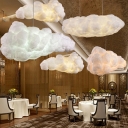 1 Light Cloud Hanging Light Modern Style Silk Pendant Ceiling Lights in White
