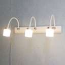 Contemporary Gooseneck White Light Wall Sconce Lighting Glass Vanity Light Fixtures