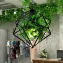 With Plants Drop Pendant Metal Material Suspension Pendant for Living Room