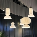 Cylinder Pendant Ceiling Lights Modern Style Silk 1-Light Pendant Light Fixture in White