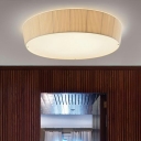 1-Light Flush Mount Lamp Traditional Style Drum Shape Fabric Ceiling Light Fixtures