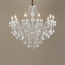Scrolls Chandelier Lamp European Style Beveled K9 Crystal 10-Lights Chandelier Pendant Light in White