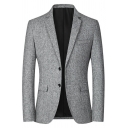 Freestyle Blazer Heathered Long Sleeve Lapel Collar Skinny Button down Suit Blazer for Men