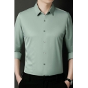 Guys Fashionable Shirt Whole Colored Long Sleeve Turn-down Collar Fitted Button Down Shirt