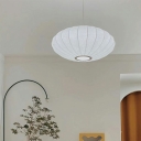 Drum Hanging Pendant Lights White Farbic Suspension Pendant for Living Room