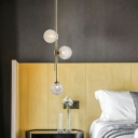 Glass Pendant Lighting Fixture Nordic 3 Lights Modern Ceiling Chandelier for Bedroom