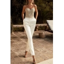 Luxury Party Jumpsuits Strapless Sequined Patchwork Slim Fit Jumpsuits for Women