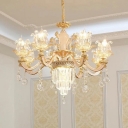 White Flared Chandelier Lamp European Style Clear Crystal Glass 6 Lights Chandelier Light Fixture