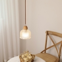 1-Light Suspension Lamp Minimalism Style Geometric Shape Wood Hanging Light Kit