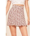 Classic Womens Skirt Floral Pattern High Waist A-Line Mini Skirt