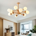 Wood Contemporary Chandeliers Minimalist Basic Chandelier Lighting Fixtures for Living Room