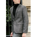 Men's Casual Suit Jacket Heathered Print Button Closure Lapel Collar Regular Fit Suit Blazer with Pocket