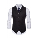 Fashion Suit Vest Whole Colored Lapel Collar Slim Fitted Button Down Suit Vest for Men