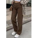 Vintage Womens Brown Jeans High Waist Zip Fly Long Straight Loose Fit Jeans