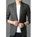Men's Vintage Suit Jacket Plaid Pattern Lapel Collar Single Button Regular Fit Suit Jacket