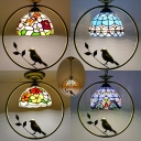 Stained Glass Domed Ceiling Pendant Light Tiffany Style 1 Light Ceiling Pendant Lamp in Beige