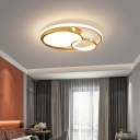 3-Light Flush Chandelier Contemporary Style Round Shape Metal Third Gear Ceiling Mounted Fixture