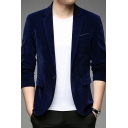 Basic Mens Suit Jacket Plain Lapel Collar Button Closure Suit Jacket with Pocket