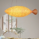 Orange Fish Pendant Lights Modern Style Rattan 1 Light Pendant Lighting