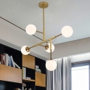 5-Light Pendant Lighting Contemporary Style Globe Shape Glass Ceiling Hung Fixture