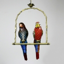 Tiffany Style Bird Pendant Light Stained Glass 2 Lights Pendant Lighting in Red