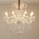 Crystal Candlestick Chandelier Lighting Fixtures European Style 8 Lights Chandelier Light Fixtures in White
